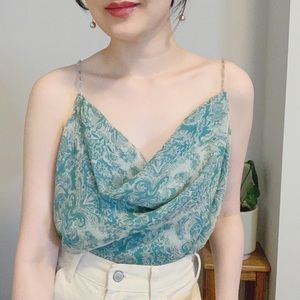 Beaded Straps Cowl Neck Silk Lined Camisole